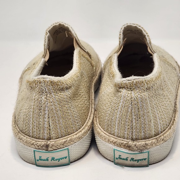 Jack Rogers Womens Tucker Slip On Sneakers Size 9 M Gold Tan Metallic Fabric - Picture 7 of 9